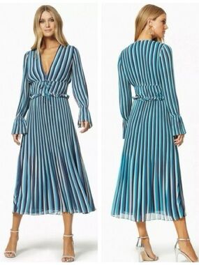 Ramy Brook Hazel Printed Pleated Midi Dress NWT Size 2 MSRP $595